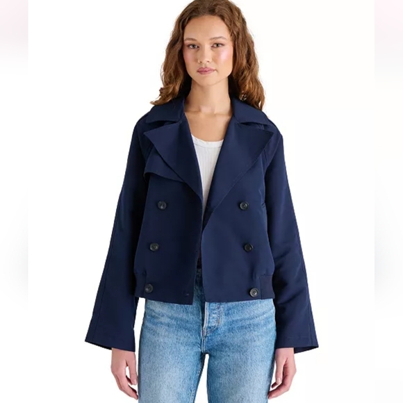 Steve Madden Women's Maris dark navy blue marine short Trench Jacket size XL new